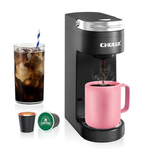 CHULUX Slim Single Serve Coffee Maker for K Pods, One Cup Coffee Maker Fits 7.3" Travel Mugs, Coffee Machine with 6 to 12oz Brew Sizes CHULUX Slim Single Serve Coffee Maker for K Pods, One Cup Coffee Maker Fits 7.3" Travel Mugs, Coffee Machine with 6 to 12oz Brew Sizes