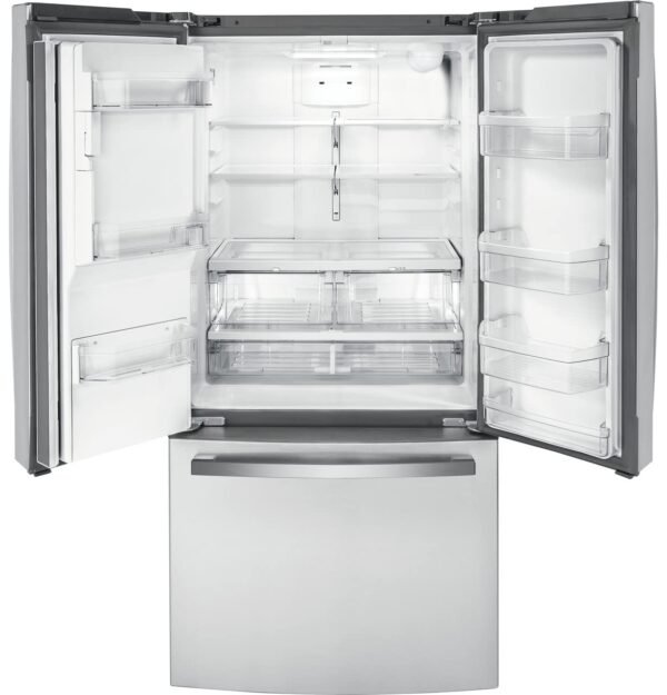 Compact French Door Refrigerator GE GYE18JYLFS Review Highlights Energy Efficiency and Smart Storage