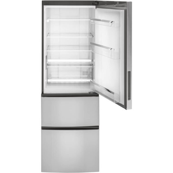 GE Bottom Freezer Refrigerator GLE12HSPSS Review Compact Stainless Steel Design Insights