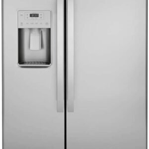GE GSS25IYNFS 36" Side by Side Refrigerator with 25.14 cu. ft. Total Capacity Showcase LED Lighting and Hidden Hinge in Stainless Steel