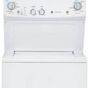 GE GUD27ESSMWW Unitized Spacemaker 3.8 Washer with Stainless Steel Basket and 5.9 Cu. Ft. Capacity Electric Dryer, White