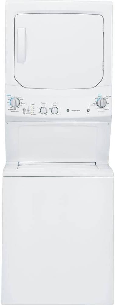 GE GUD27ESSMWW Unitized Spacemaker 3.8 Washer with Stainless Steel Basket and 5.9 Cu. Ft. Capacity Electric Dryer, White