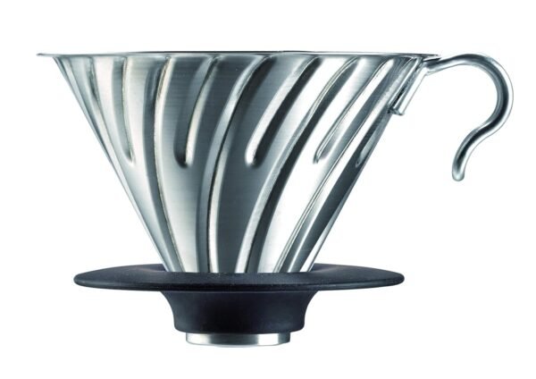 Hario V60 Metal Coffee Dripper, Size 02, Silver