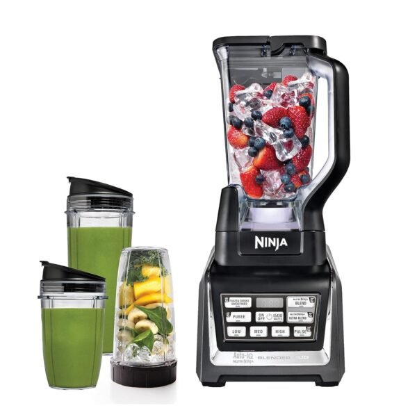 Ninja BL642 Nutri Ninja Personal & Countertop Blender with 1200W Auto-iQ Base, 72 oz. Pitcher, and 18, 24, & 32 oz. To-Go Cups with Spout Lids, For Smoothies, Shakes & More,...