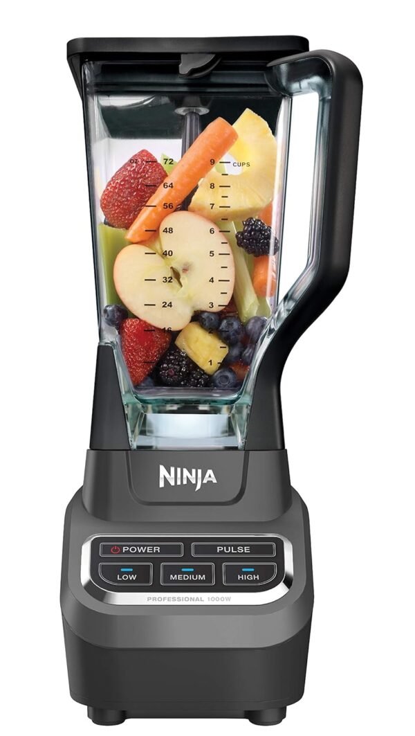 Ninja Professional Blender 1000W, Total Crushing Technology for Smoothies, Ice Crushing & Frozen Fruit, Full-Size Countertop Blender, 72-oz. Pitcher, Black & Grey, BL610