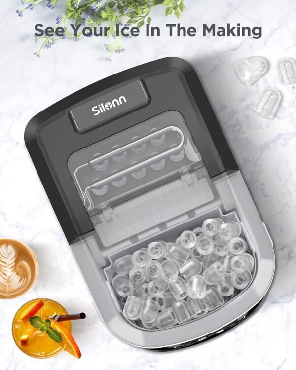 Silonn Ice Maker Review Fast Compact Countertop Machine with Dual Ice Sizes